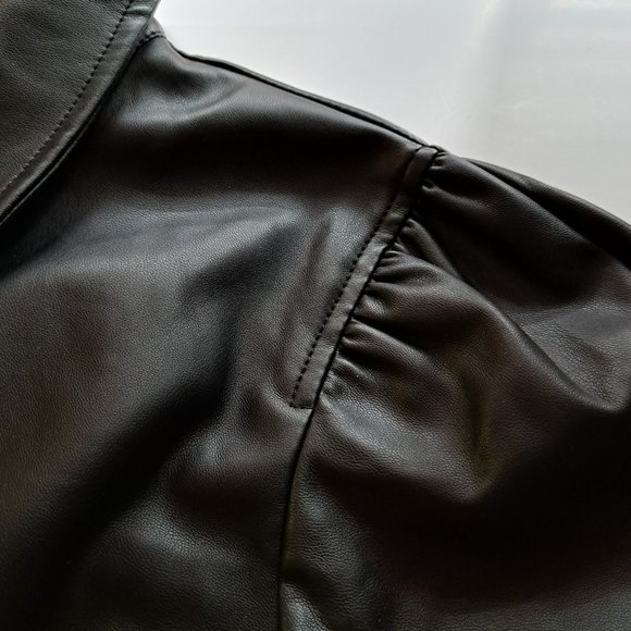 7 For All MANKIND faux leather SHIRT DRESS Sz Large SNAP BUTTONS STUNNING COND. - Picture 5 of 12